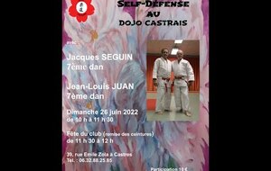 Stage de self défense dirigé par Jacques SEGUIN et Jean-Louis Juan 7eme Dan le 26 Juin 2022